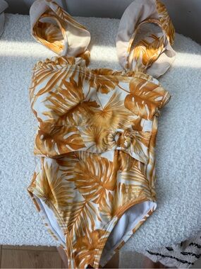 Janie and Jack Mustard Yellow Printed Swimsuit
